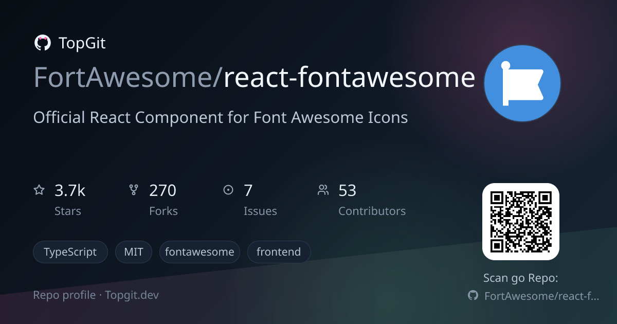 TopGit repo profile image for FortAwesome/react-fontawesome