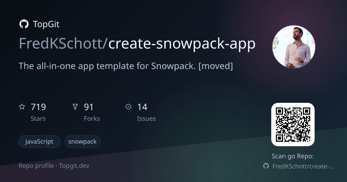 TopGit repo profile image for FredKSchott/create-snowpack-app