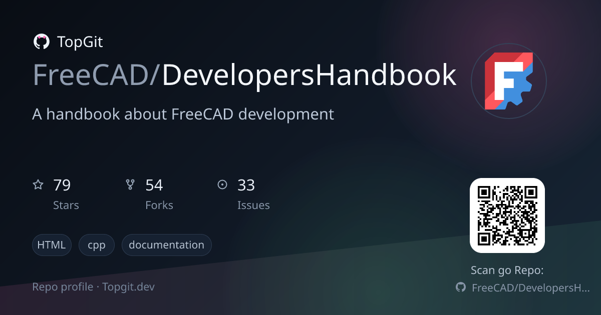 TopGit repo profile image for FreeCAD/DevelopersHandbook