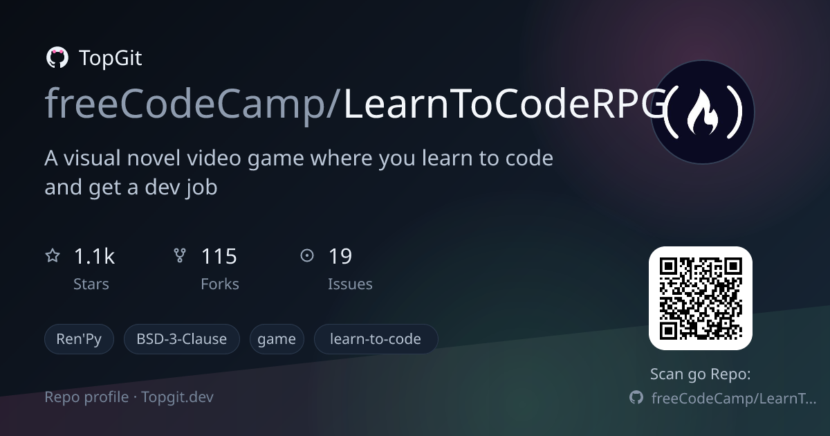 TopGit repo profile image for freeCodeCamp/LearnToCodeRPG