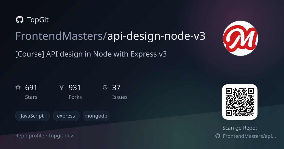TopGit repo profile image for FrontendMasters/api-design-node-v3