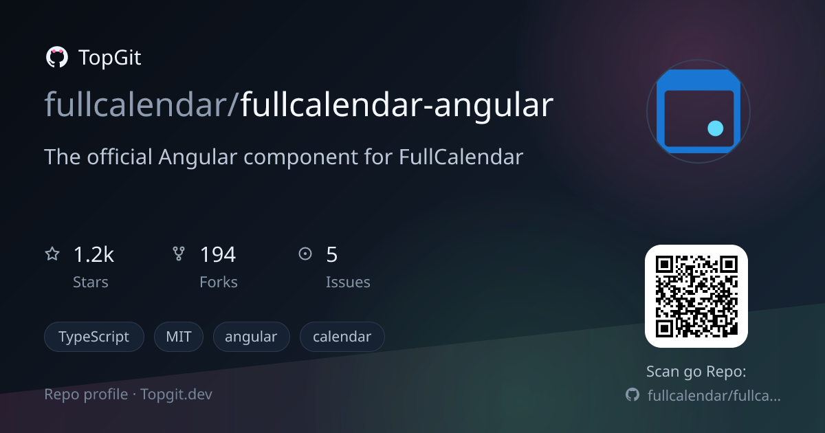 TopGit repo profile image for fullcalendar/fullcalendar-angular
