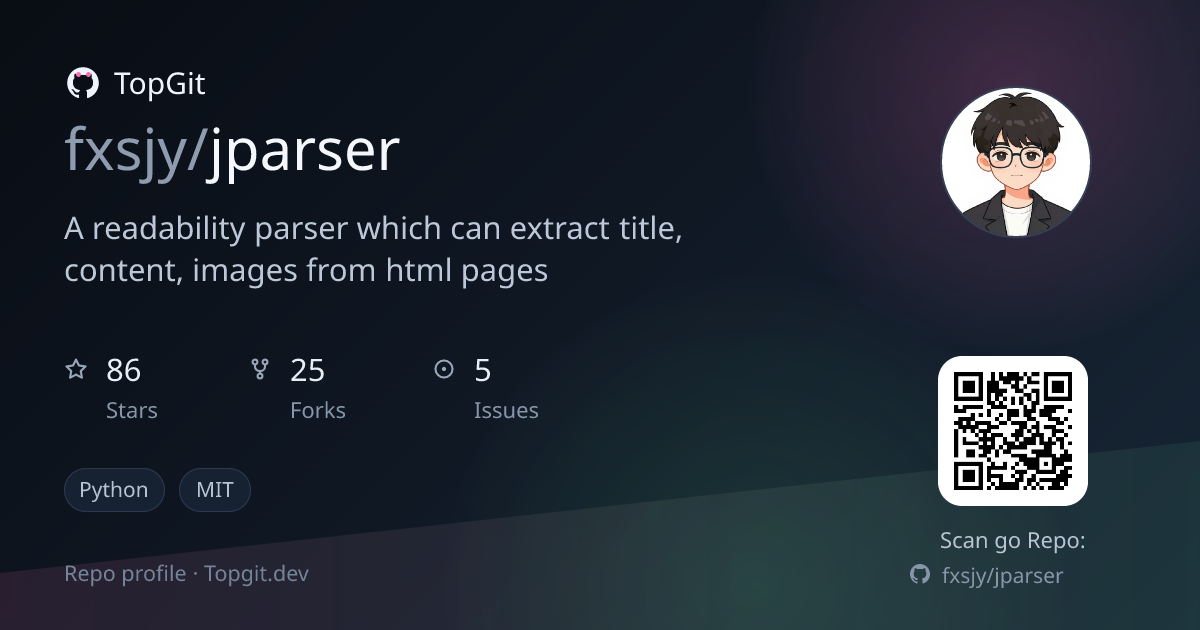 TopGit repo profile image for fxsjy/jparser