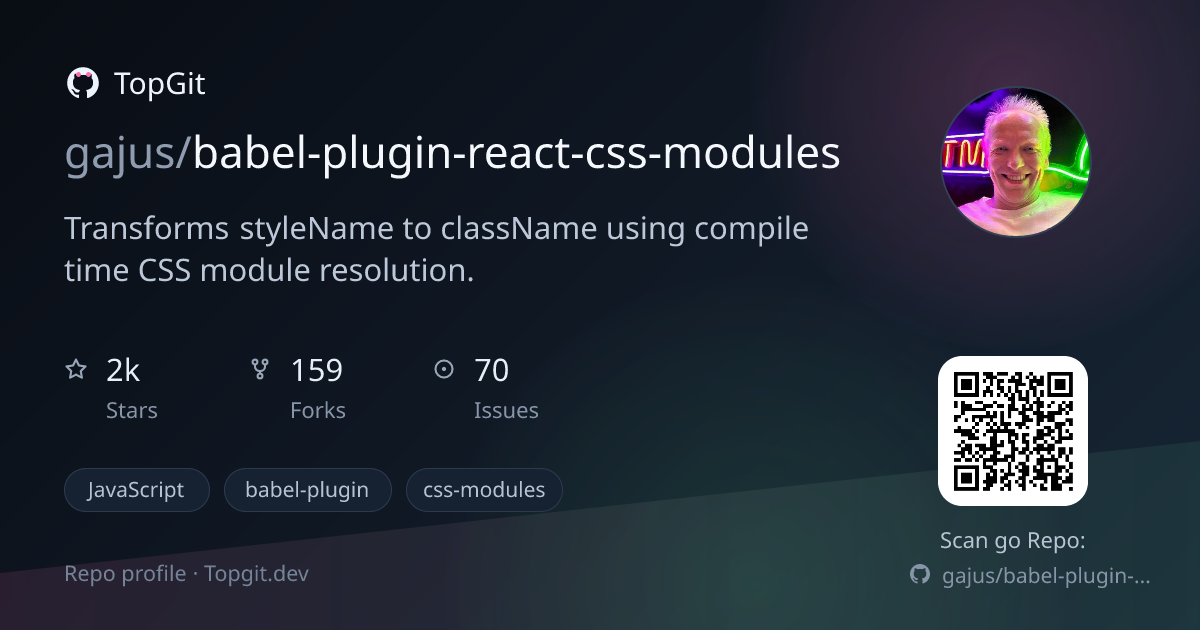 TopGit repo profile image for gajus/babel-plugin-react-css-modules