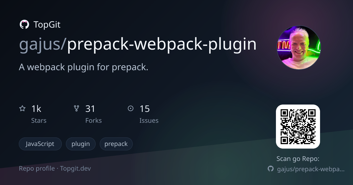 TopGit repo profile image for gajus/prepack-webpack-plugin