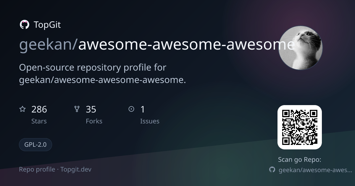 TopGit repo profile image for geekan/awesome-awesome-awesome
