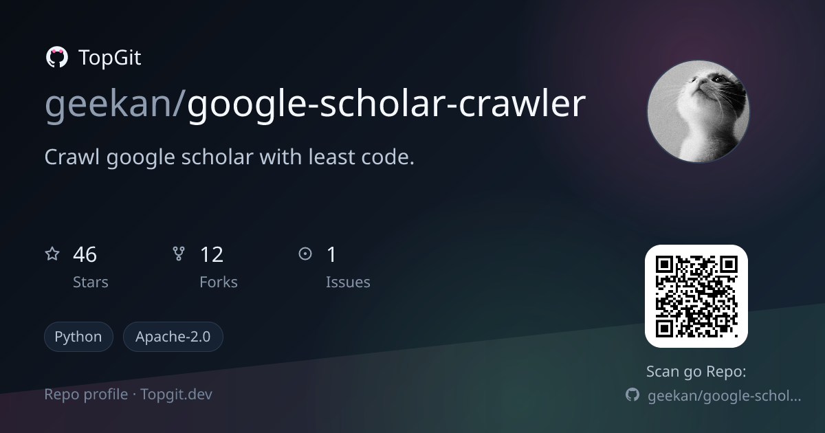 TopGit repo profile image for geekan/google-scholar-crawler