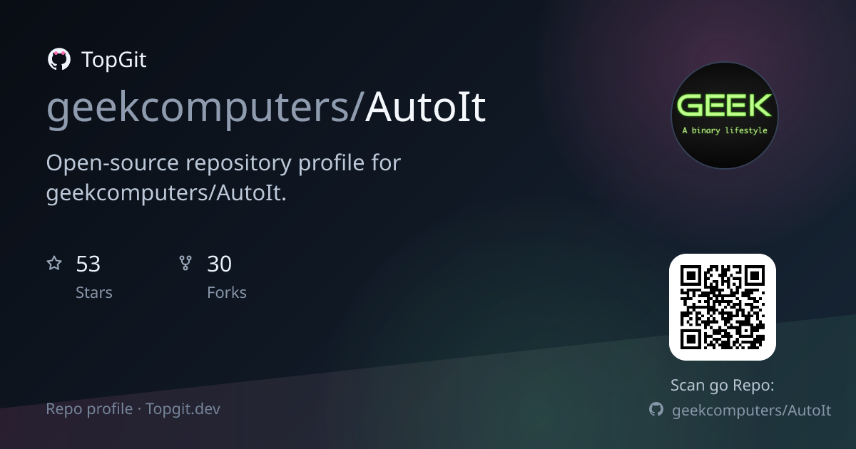 TopGit repo profile image for geekcomputers/AutoIt