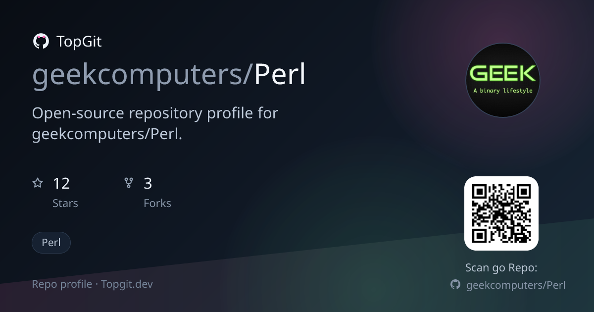 TopGit repo profile image for geekcomputers/Perl