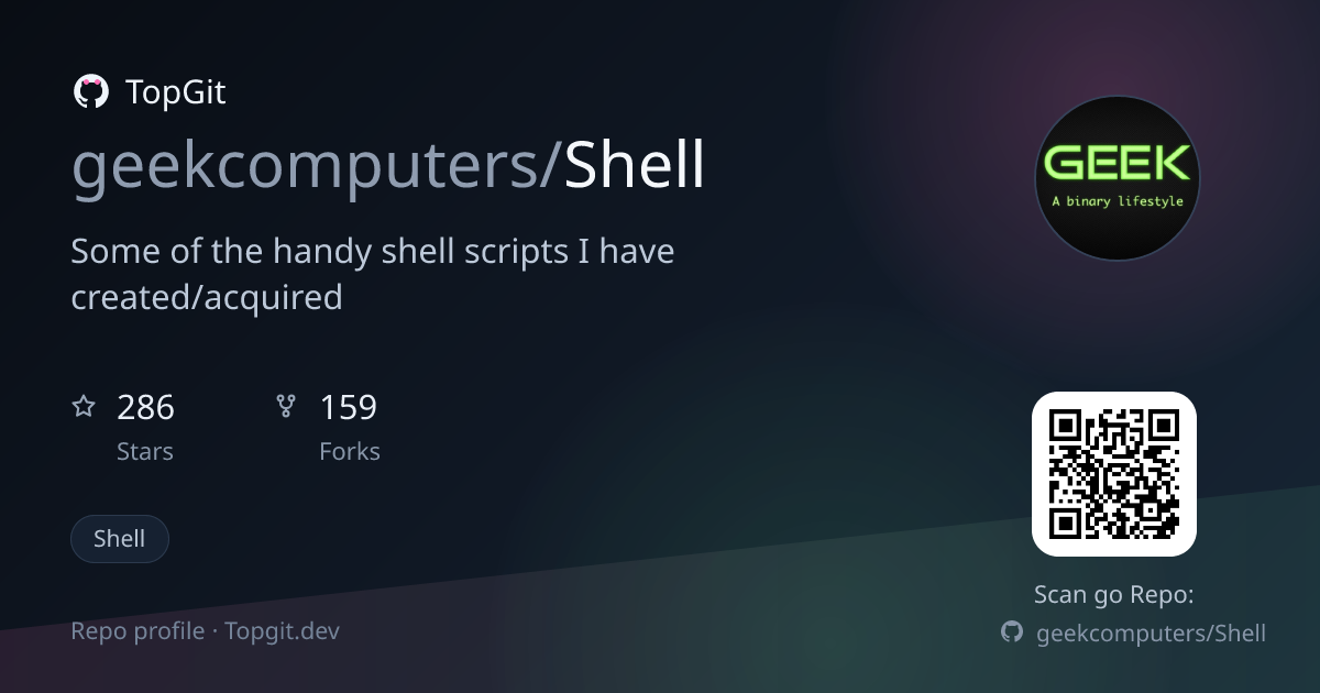 TopGit repo profile image for geekcomputers/Shell