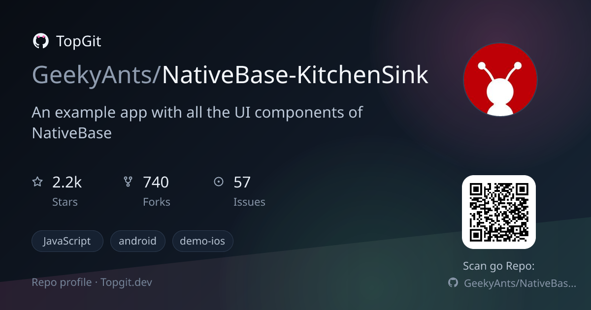 TopGit repo profile image for GeekyAnts/NativeBase-KitchenSink