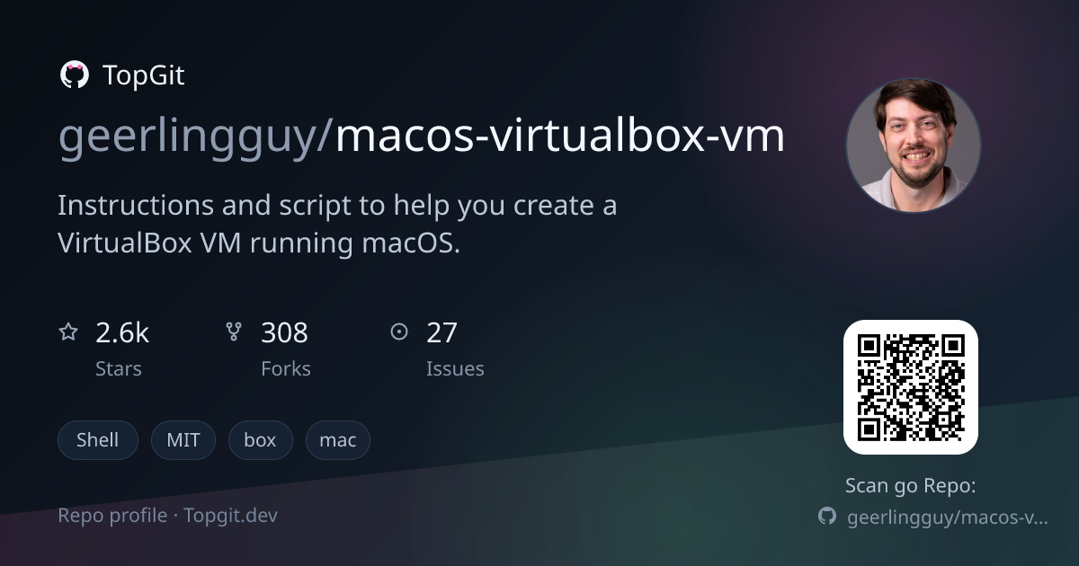 TopGit repo profile image for geerlingguy/macos-virtualbox-vm