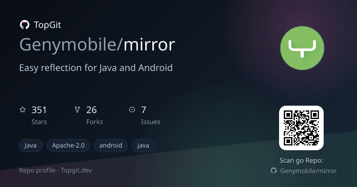 TopGit repo profile image for Genymobile/mirror