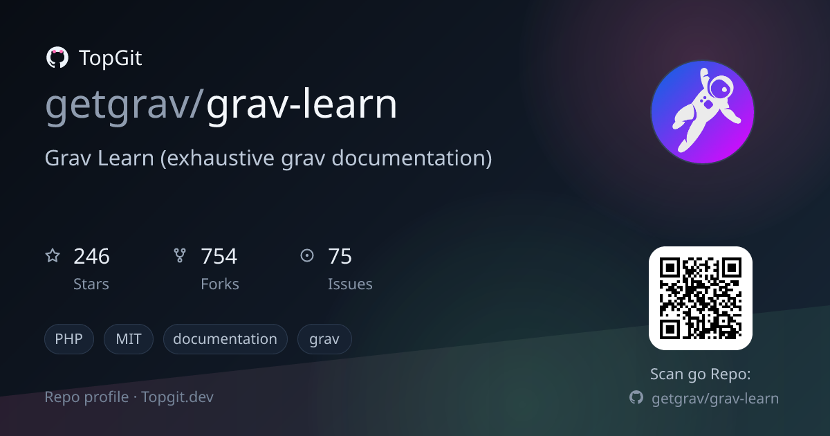 TopGit repo profile image for getgrav/grav-learn