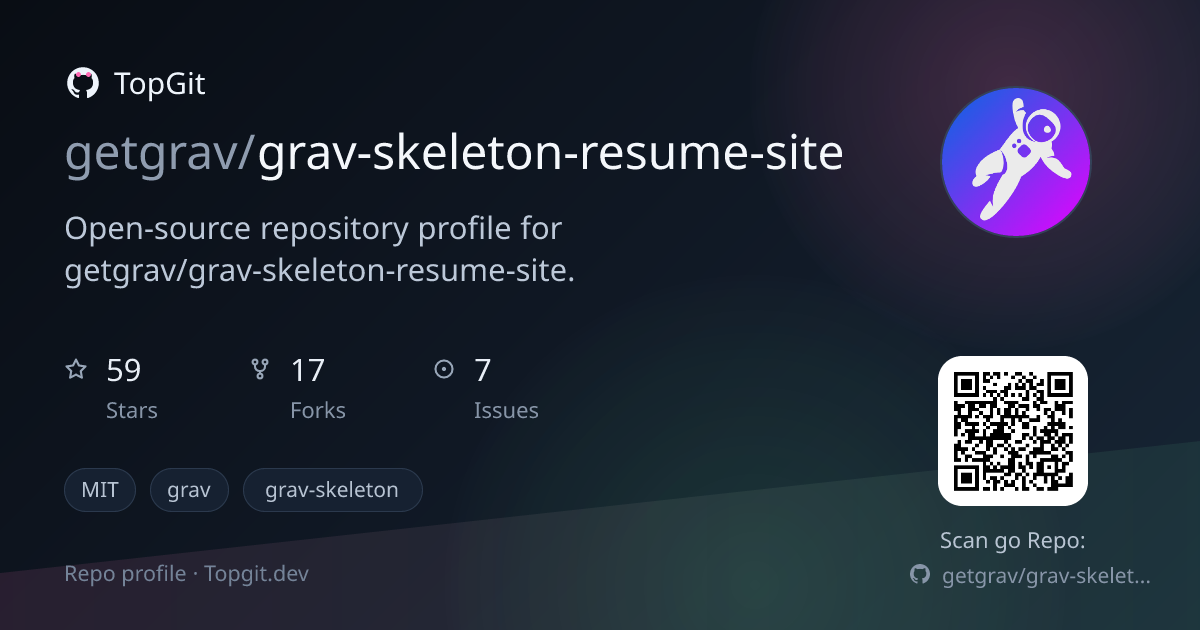 TopGit repo profile image for getgrav/grav-skeleton-resume-site
