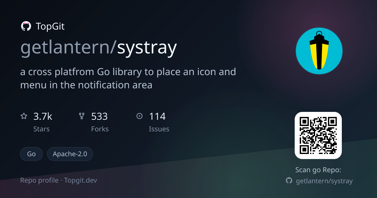 TopGit repo profile image for getlantern/systray
