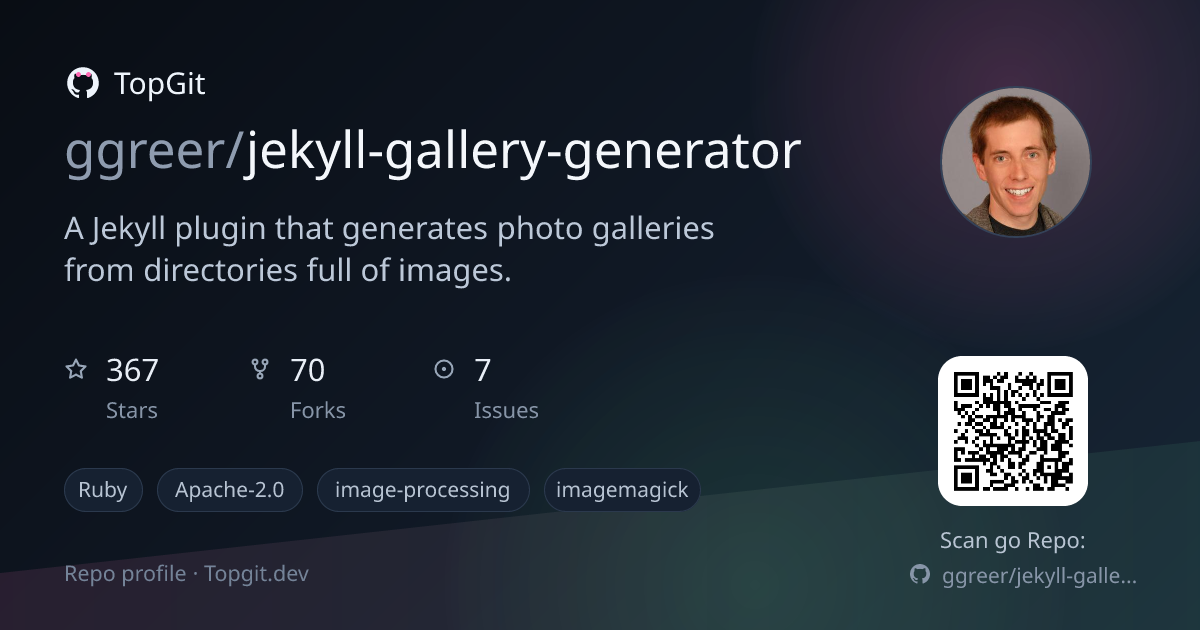 TopGit repo profile image for ggreer/jekyll-gallery-generator
