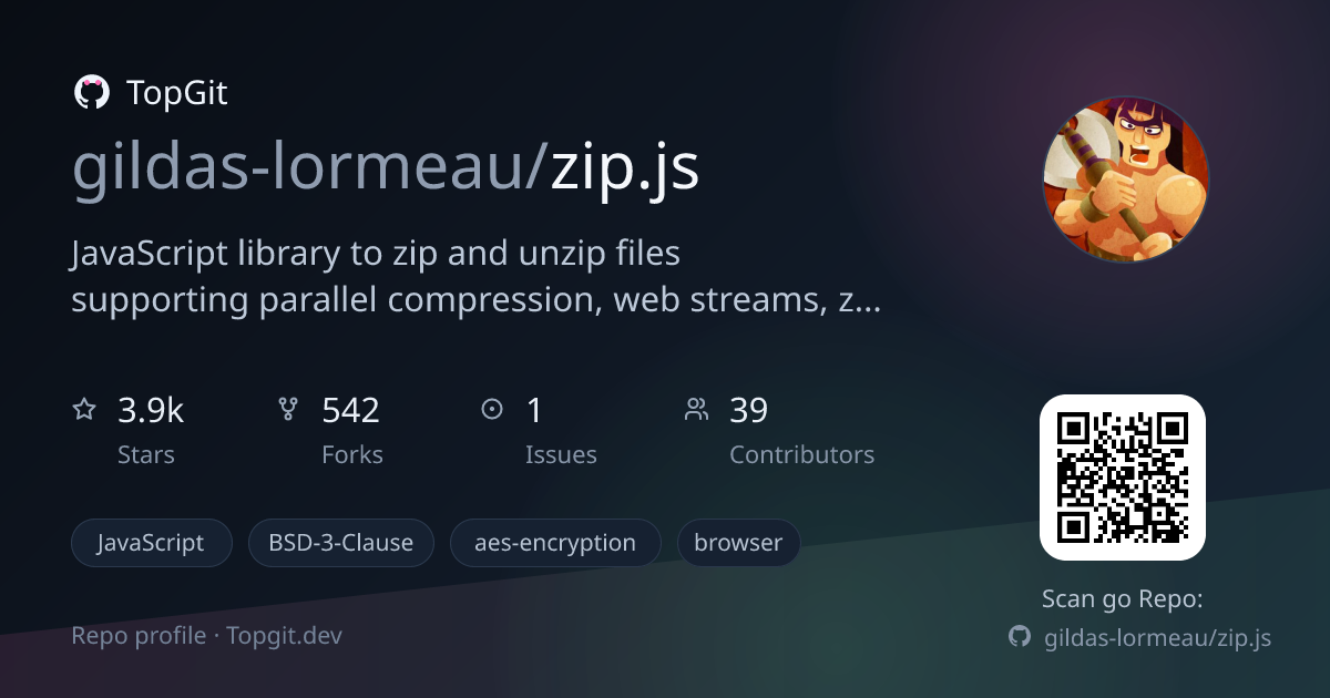 TopGit repo profile image for gildas-lormeau/zip.js