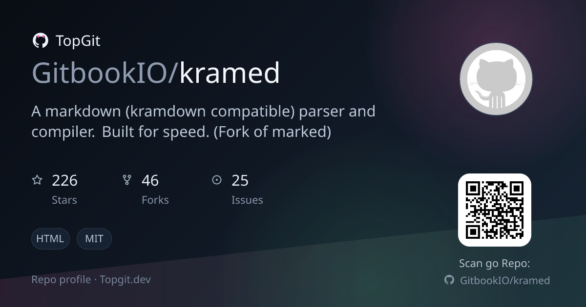 TopGit repo profile image for GitbookIO/kramed