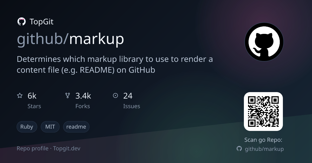 TopGit repo profile image for github/markup