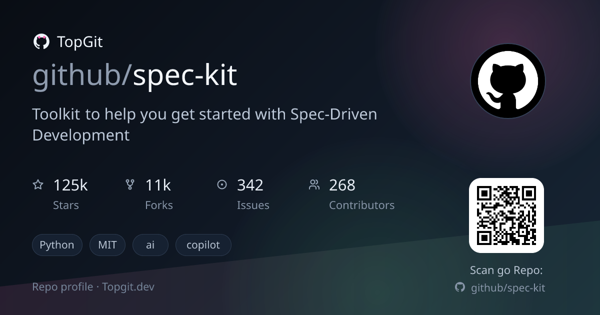 TopGit repo profile image for github/spec-kit