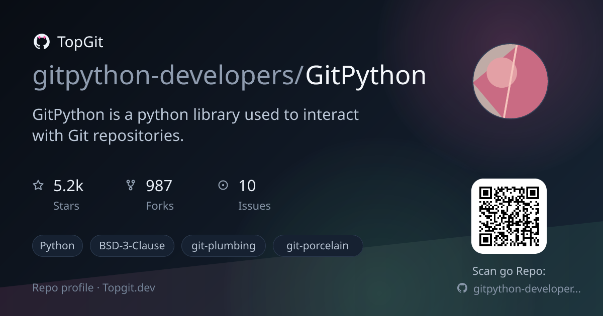 TopGit repo profile image for gitpython-developers/GitPython