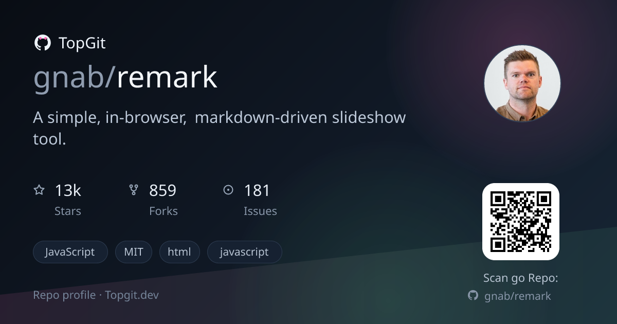 TopGit repo profile image for gnab/remark