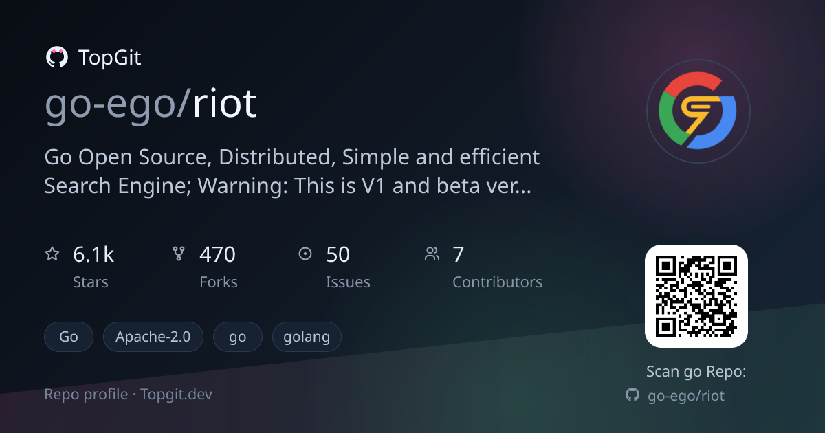 TopGit repo profile image for go-ego/riot