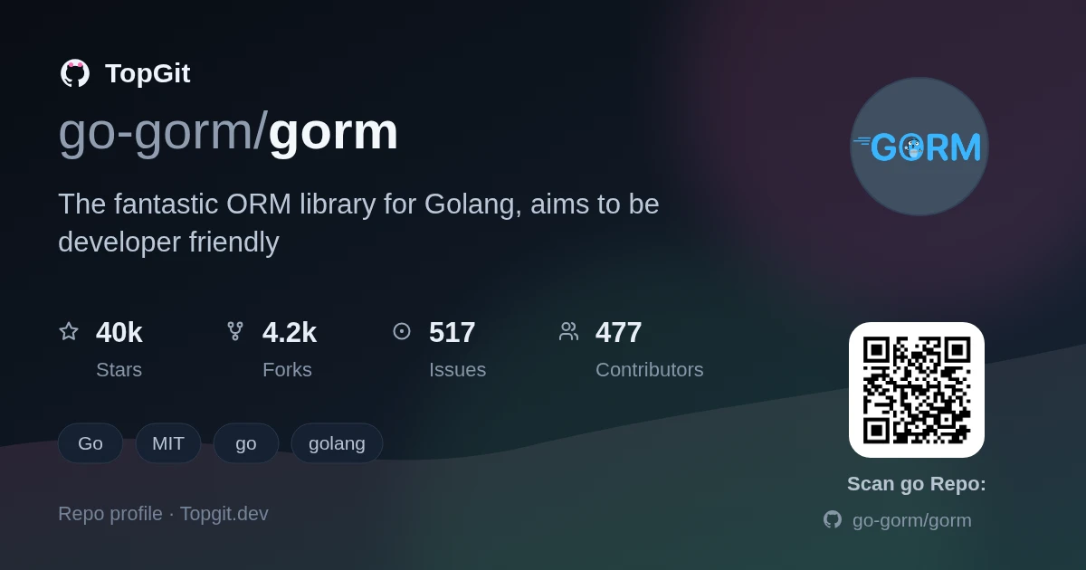 TopGit repo profile image for go-gorm/gorm