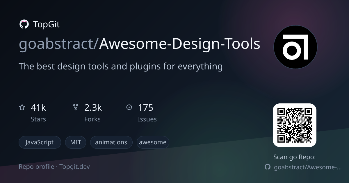TopGit repo profile image for goabstract/Awesome-Design-Tools