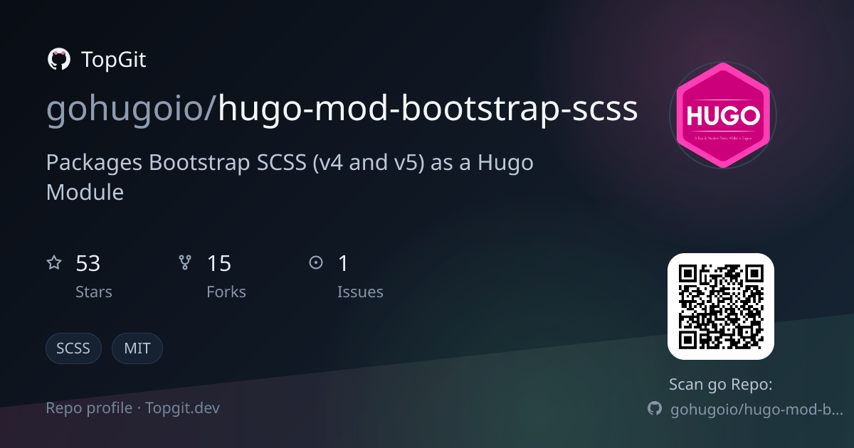 TopGit repo profile image for gohugoio/hugo-mod-bootstrap-scss