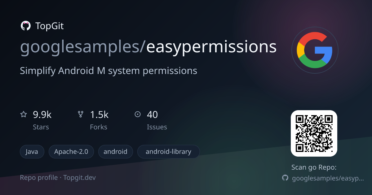 TopGit repo profile image for googlesamples/easypermissions