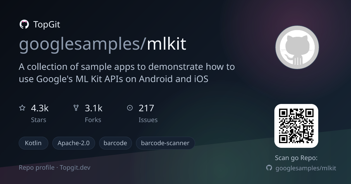 TopGit repo profile image for googlesamples/mlkit