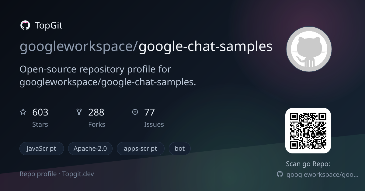 TopGit repo profile image for googleworkspace/google-chat-samples