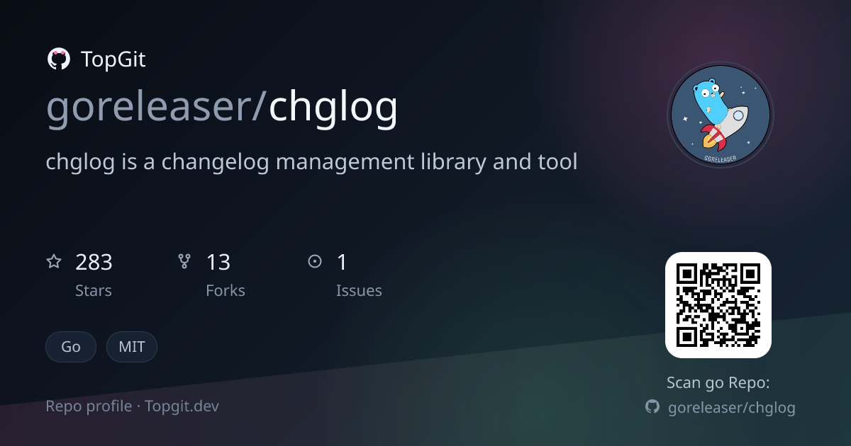 TopGit repo profile image for goreleaser/chglog