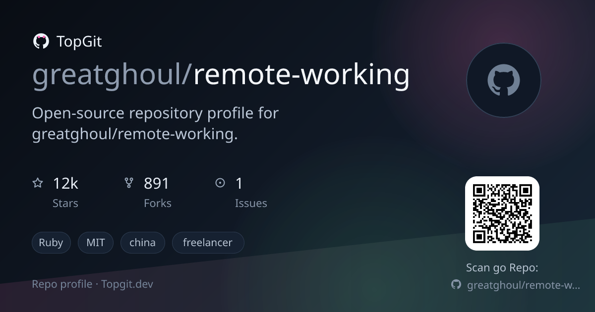 TopGit repo profile image for greatghoul/remote-working
