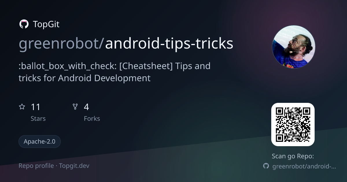 TopGit repo profile image for greenrobot/android-tips-tricks