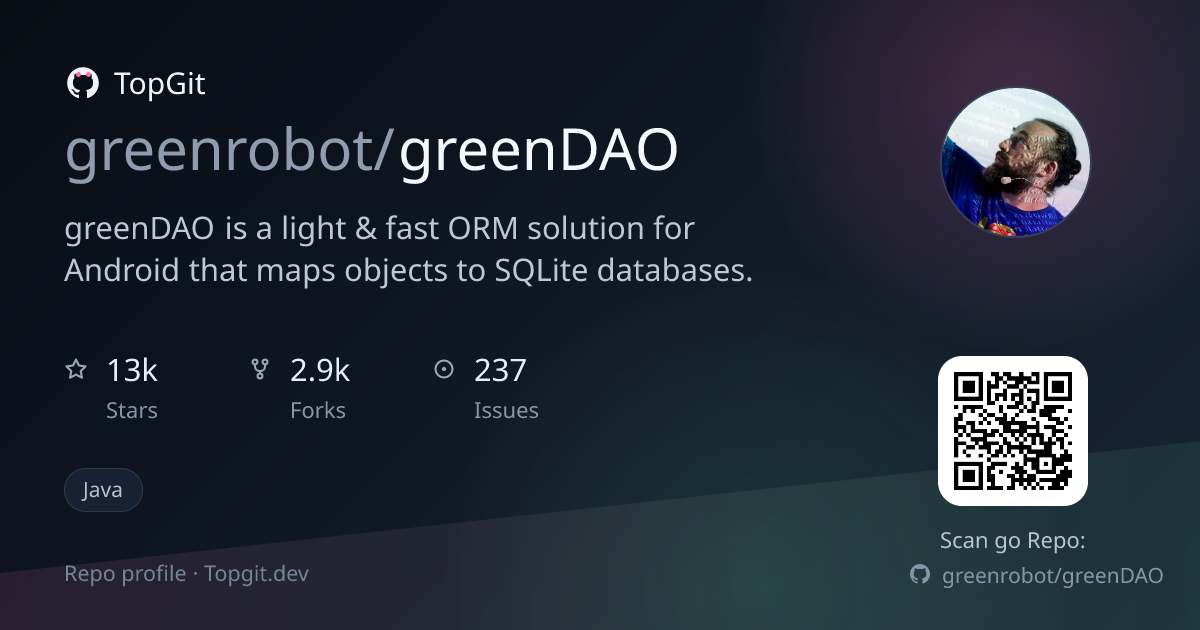 TopGit repo profile image for greenrobot/greenDAO