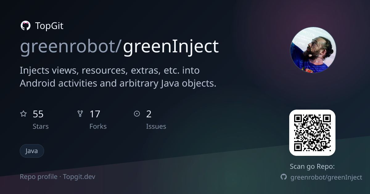 TopGit repo profile image for greenrobot/greenInject