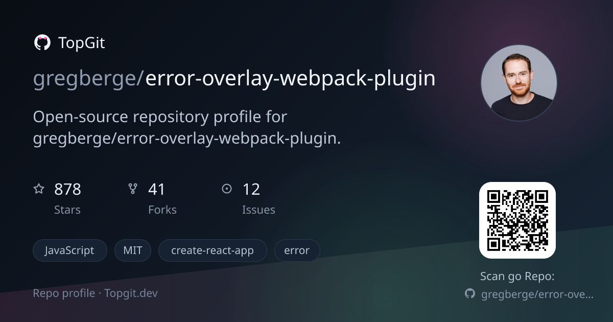 TopGit repo profile image for gregberge/error-overlay-webpack-plugin
