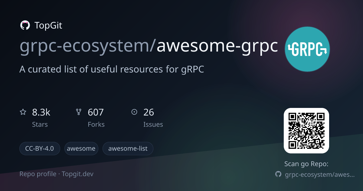TopGit repo profile image for grpc-ecosystem/awesome-grpc