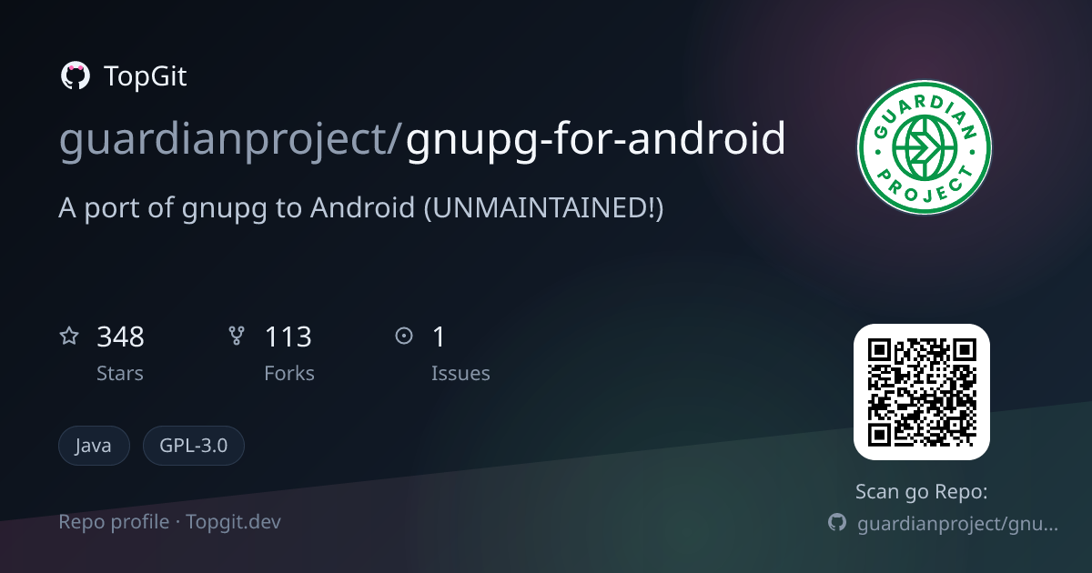 TopGit repo profile image for guardianproject/gnupg-for-android