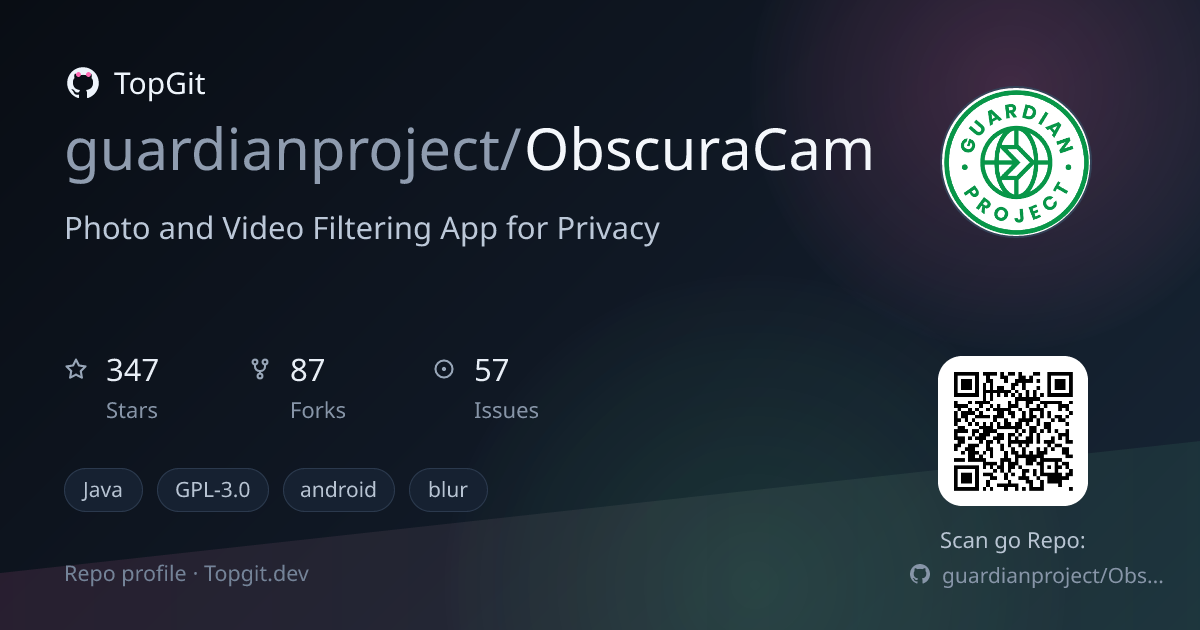 TopGit repo profile image for guardianproject/ObscuraCam