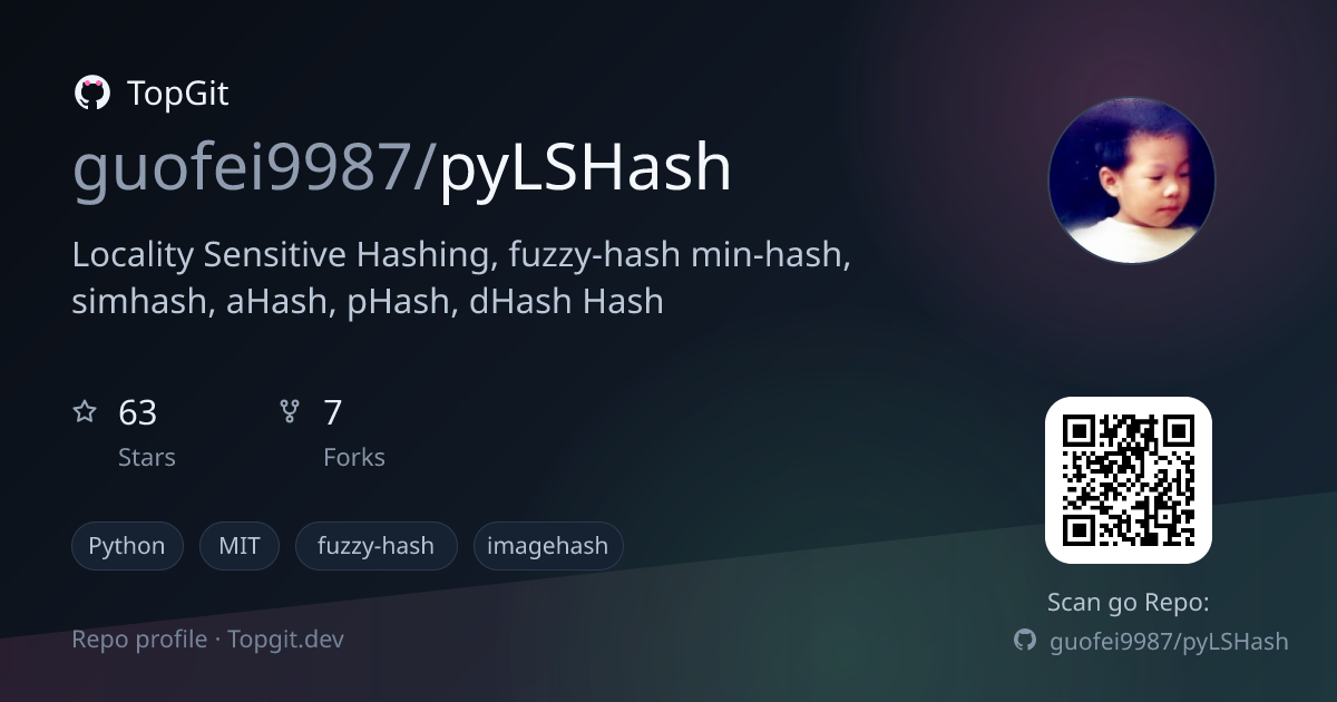 TopGit repo profile image for guofei9987/pyLSHash