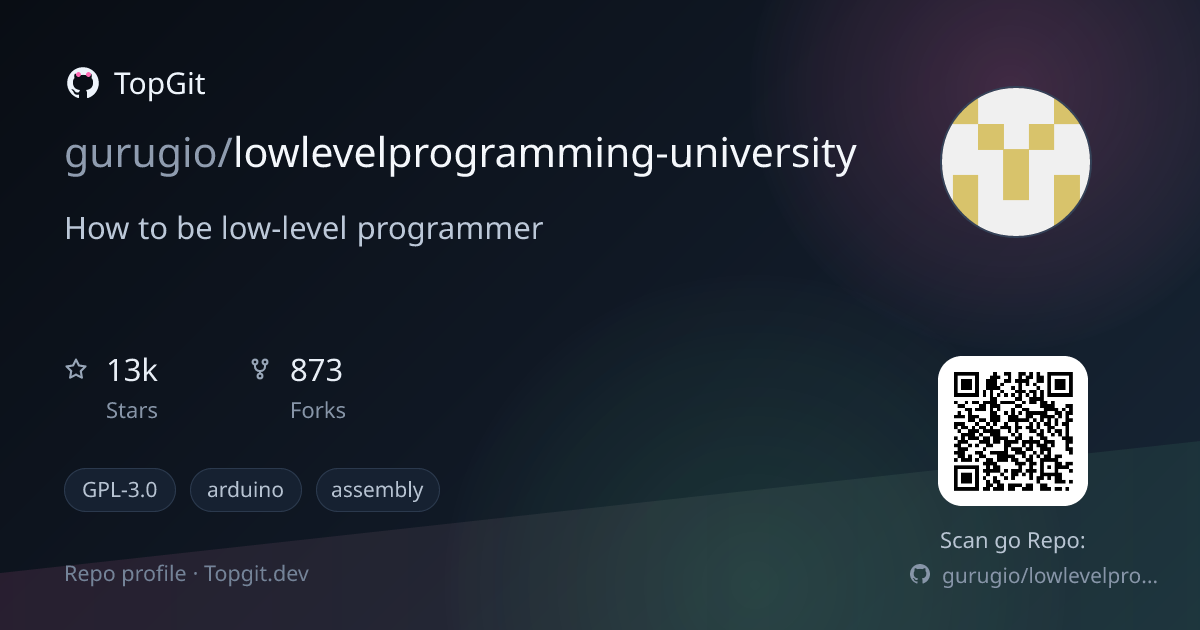 TopGit repo profile image for gurugio/lowlevelprogramming-university