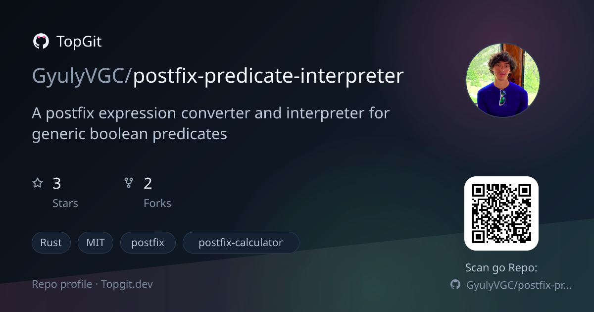 TopGit repo profile image for GyulyVGC/postfix-predicate-interpreter