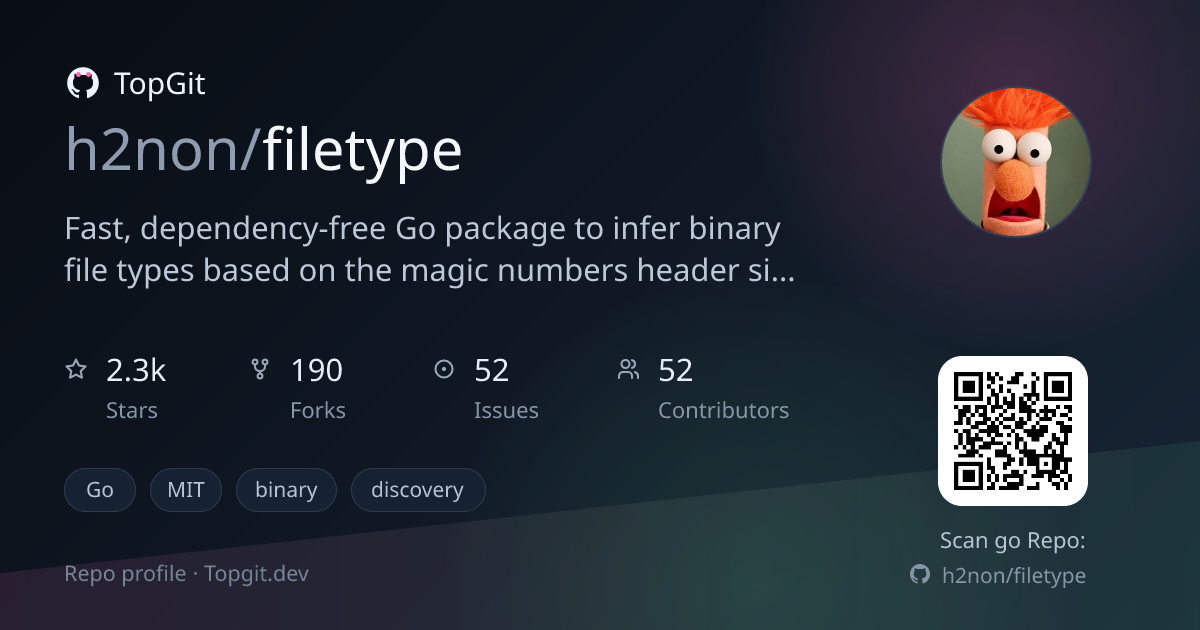 TopGit repo profile image for h2non/filetype