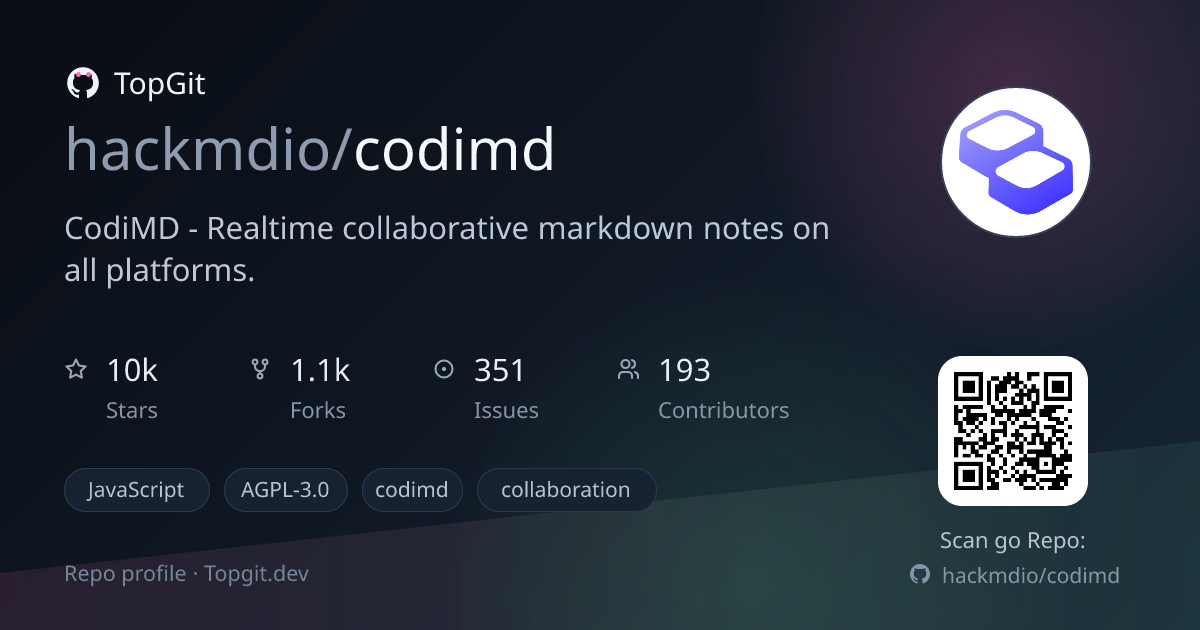 TopGit repo profile image for hackmdio/codimd