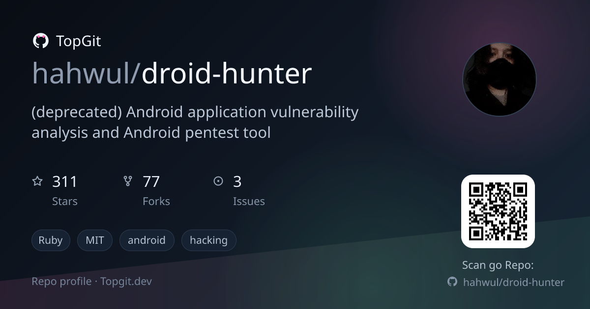TopGit repo profile image for hahwul/droid-hunter