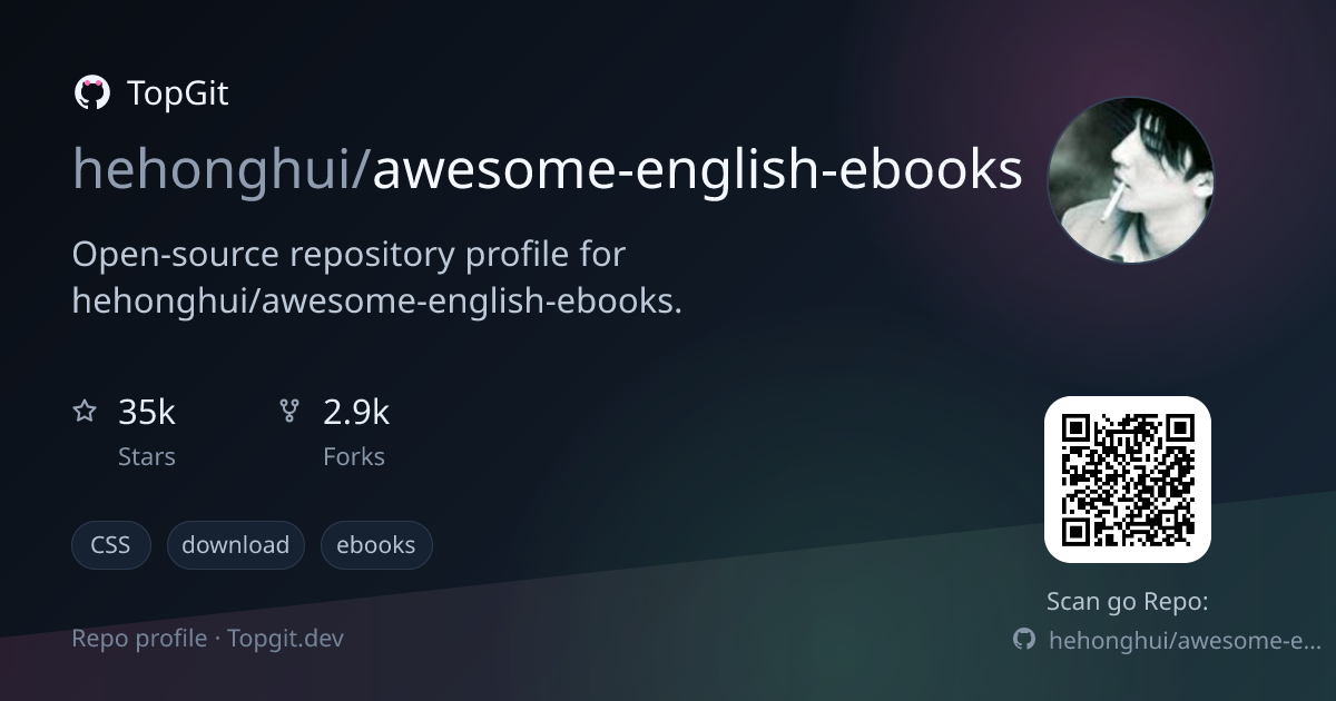 TopGit repo profile image for hehonghui/awesome-english-ebooks
